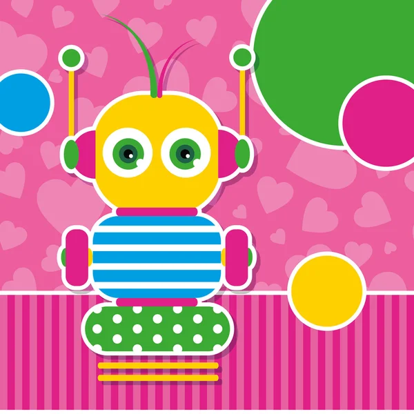 Cute robot greeting card — Stock Vector