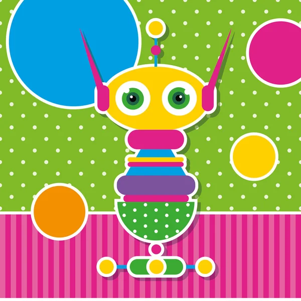 Cute robot greeting card — Stock Vector