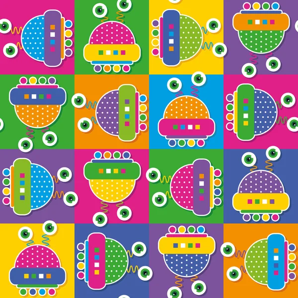 Colorful robots collection pattern — Stock Vector