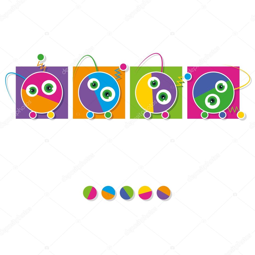 Cute robots collection greeting card