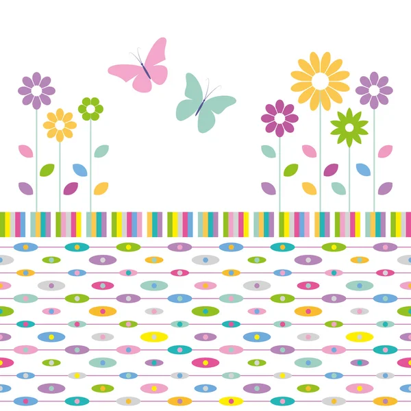 Blommor och fjärilar gratulationskort — Stock vektor