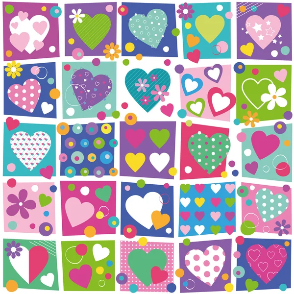 Colorful hearts collection pattern — Stock Vector