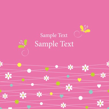 Çiçekli pembe tebrik kartı