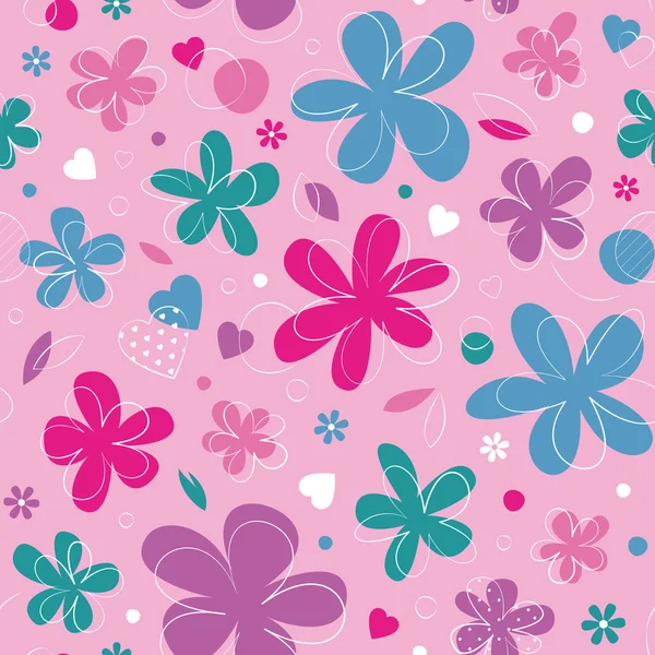 Renkli Kalpler ve çiçekler desen