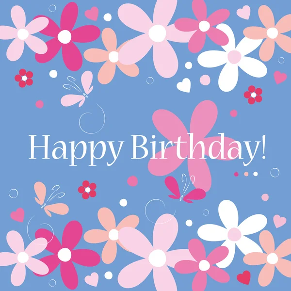Flowery happy birthday card — Stock Vector