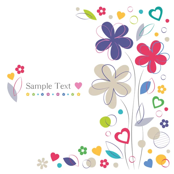 Çiçek ve kalp tebrik kartı