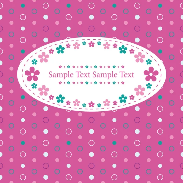 Flowery polka dot greeting card — Stock Vector