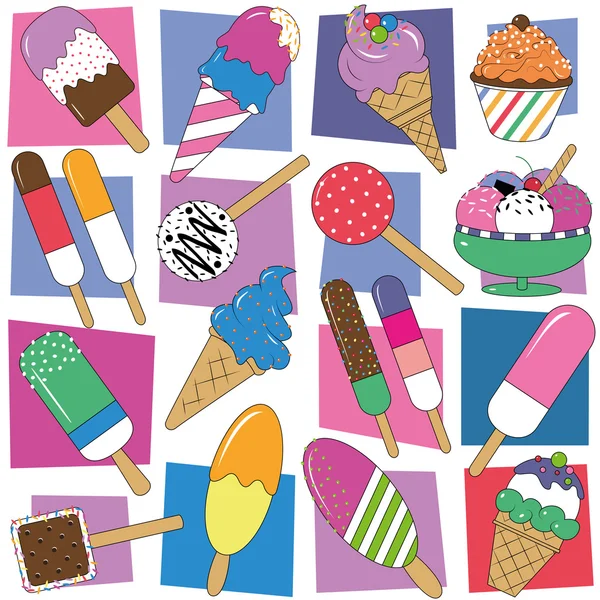 アイス クリーム コレクション パターン — ストックベクタ