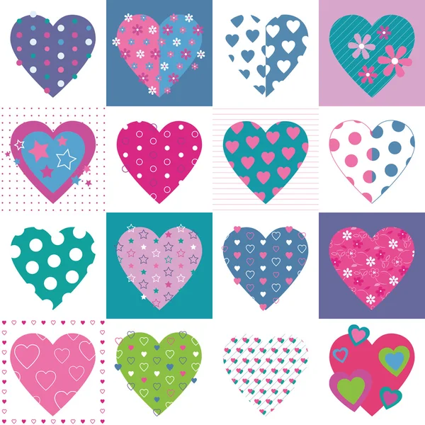 Lovely hearts collection pattern — Stock Vector