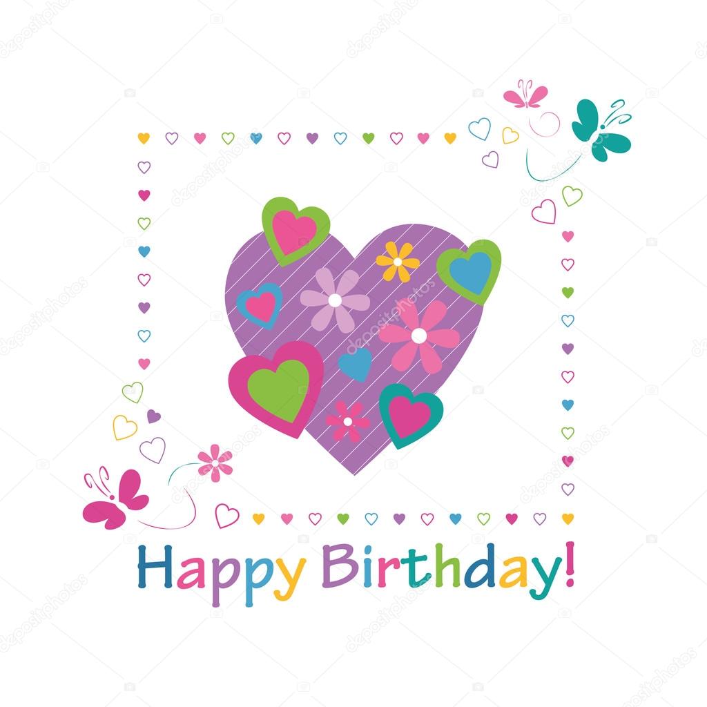 Download Hearts happy birthday card — Stock Vector © Jelena_Z #63069751