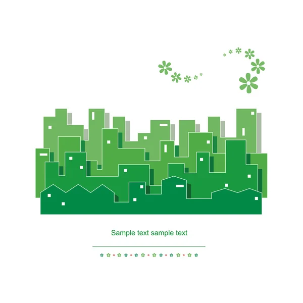 Groene stadsgezicht illustratie — Stockvector