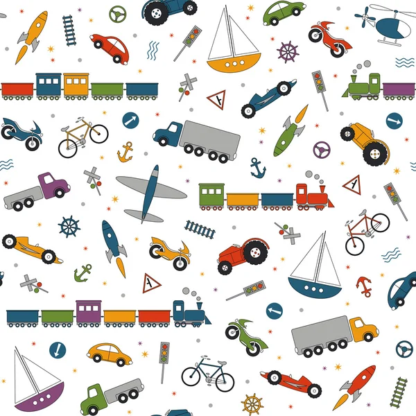 Traffic elements pattern on white background
