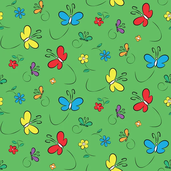 Vlinders en bloemen patroon — Stockvector