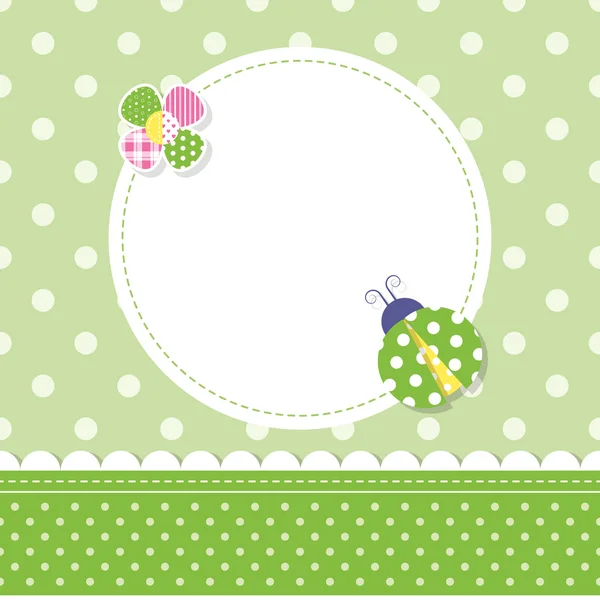 Yeşil uğur böceği bebek çocuk tebrik kartı