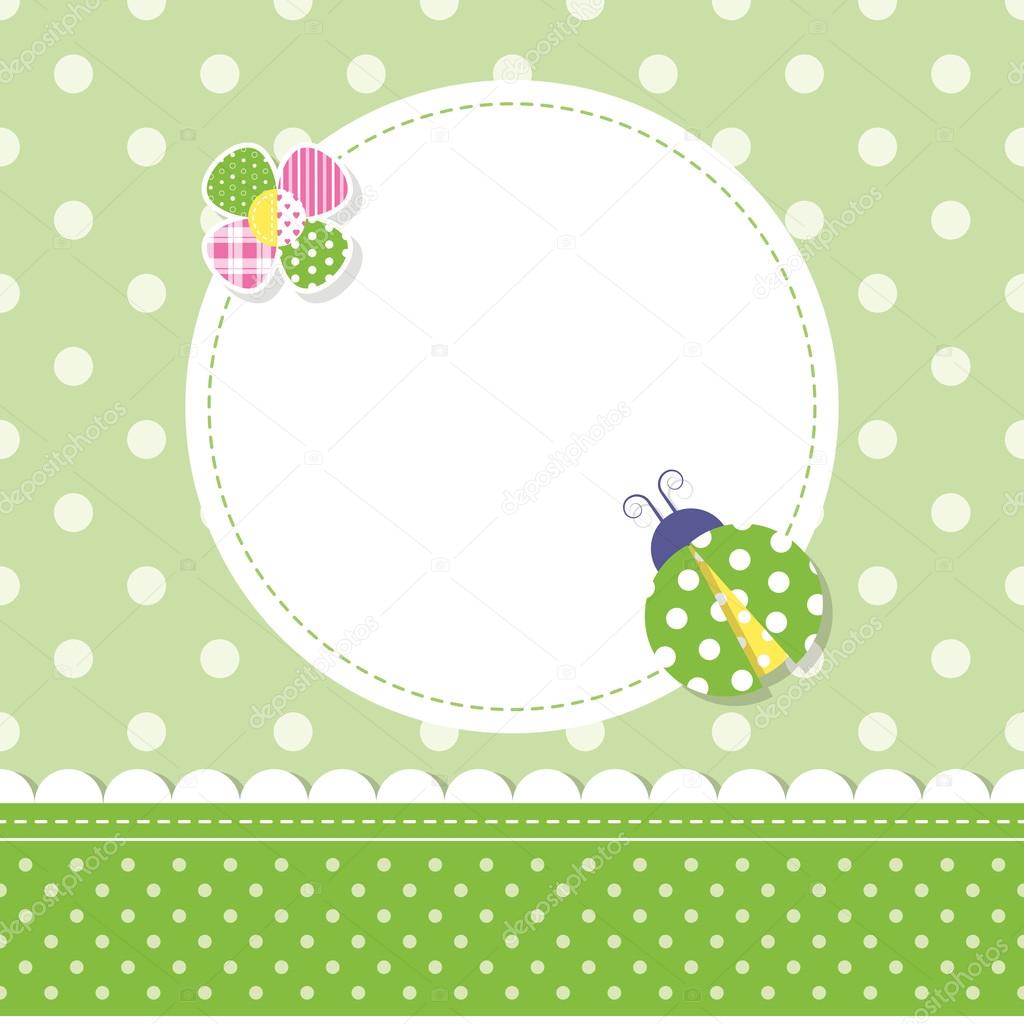 Green ladybug baby boy greeting card