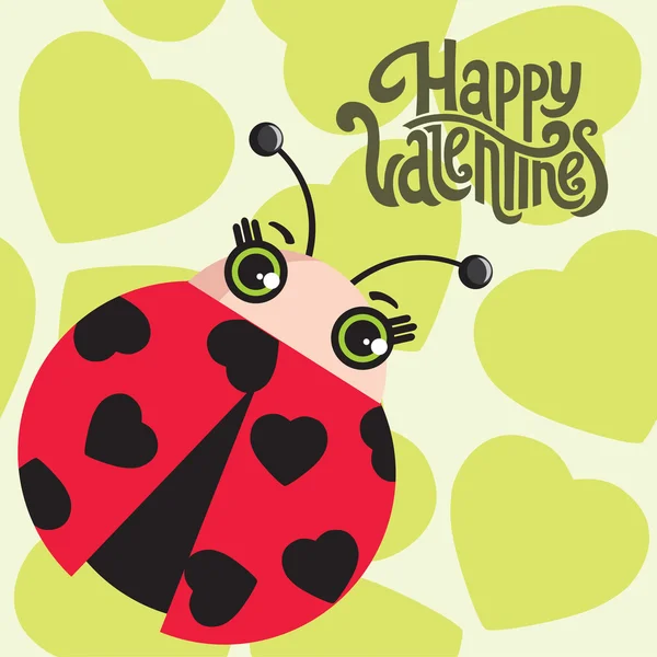 Uğur böceği ile Sevgililer günü kartpostal — Stok Vektör