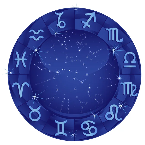 Círculo zodiacal azul — Archivo Imágenes Vectoriales