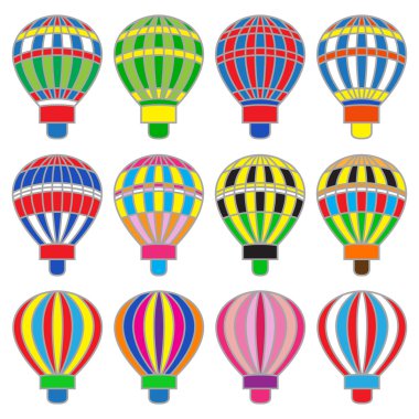 Renkli aerostats kümesi