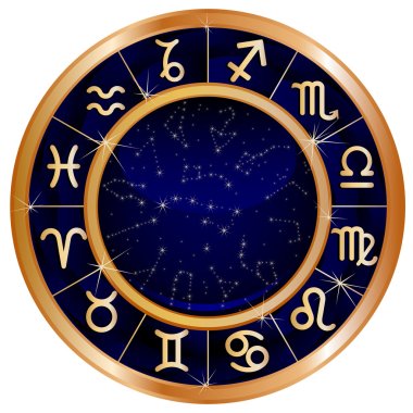 gold blue zodiac circle clipart