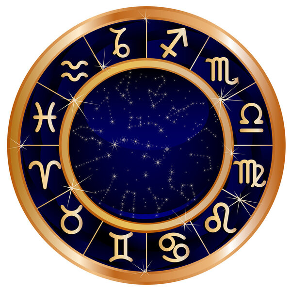 gold blue zodiac circle