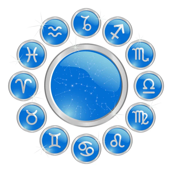 Blue zodiac button — Stock Vector