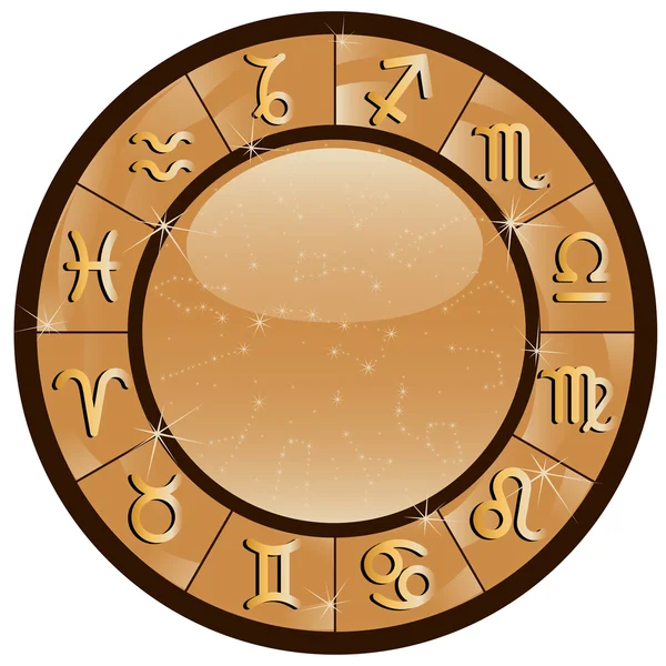 Cerchio zodiacale oro Grafiche Vettoriali