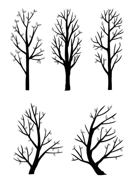 vector set of side view tree isolated on white background.
