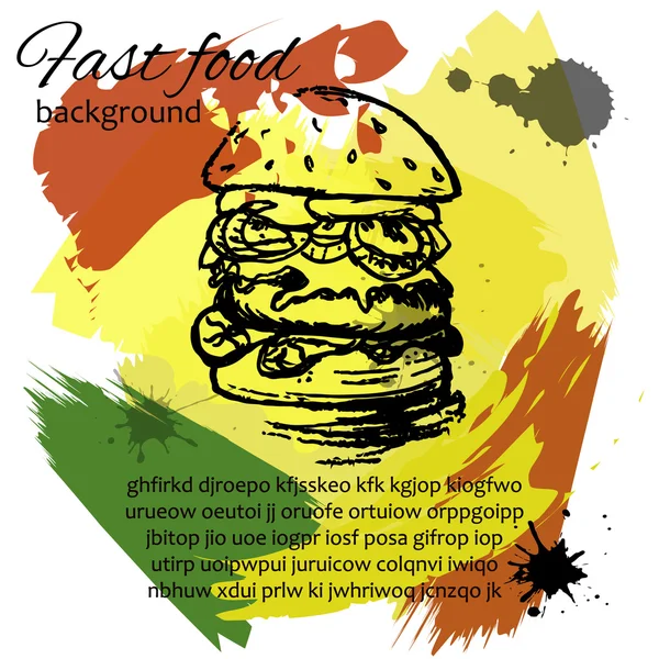 Hamburger achtergrond. Menu, kleurrijke kaart — Stockvector