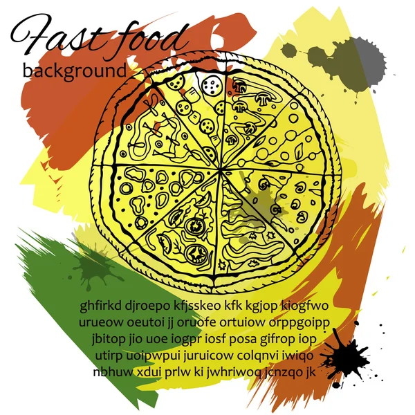 Pizza arka plan. Menü, renkli kart — Stok Vektör