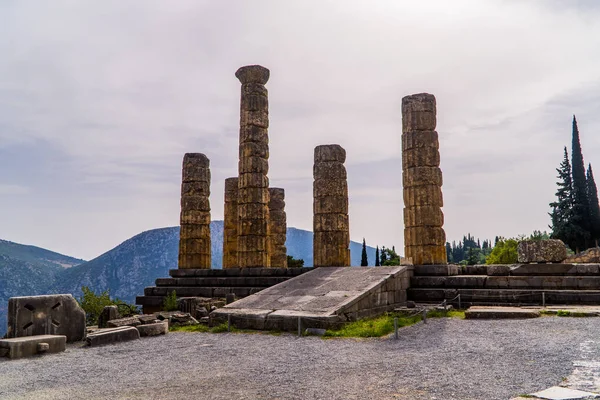 Колонны Руинах Древнем Месте Дельфы Греции — стоковое фото