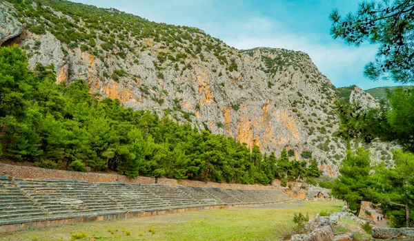 Las Ruinas Del Antiguo Estadio Gimnasio Antigua Delfos Grecia — Foto de Stock