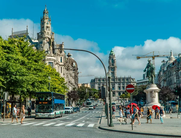 Oporto Portogallo Agosto 2020 Street Shot Piazza Liberdade Praca Liberdade — Foto Stock