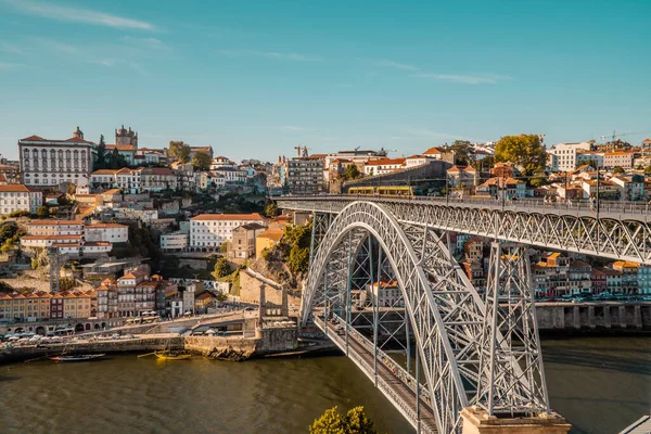 Oporto Portugal Agosto 2020 Hermosa Vista Panorámica Del Puente Dom — Foto de Stock