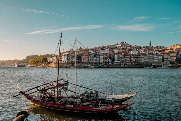 Oporto Portugal Septiembre 2020 Barricas Vino Oporto Antiguo Velero Madera — Foto de Stock