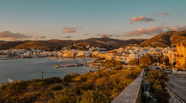 Τήνος Ελλάδα Οκτωβρίου 2020 Πανόραμα Ηλιοβασιλέματος Θέα Την Πόλη Της — Φωτογραφία Αρχείου