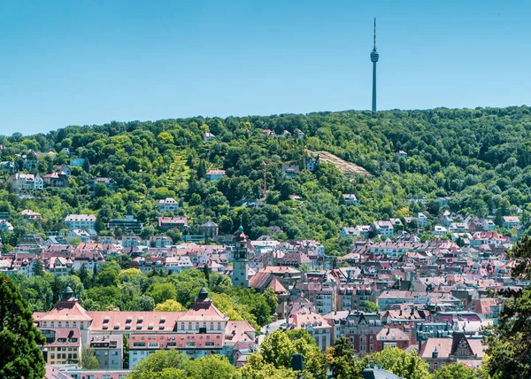 Όμορφη Πανοραμική Στουτγάρδη Γερμανία Άποψη Της Πόλης Σπίτια Tower Δει — Φωτογραφία Αρχείου
