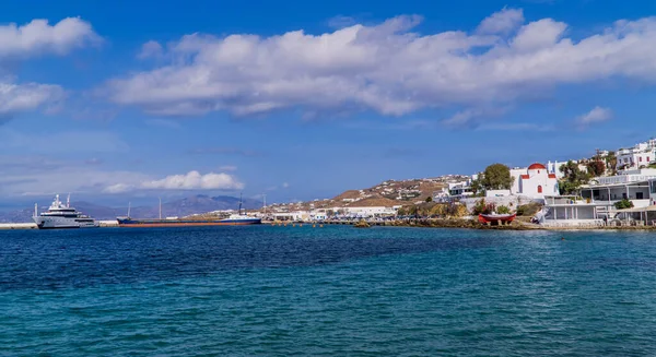 Μύκονος Χώρα Ελλάδα Οκτωβρίου 2020 Πανοραμική Θέα Στο Παλιό Λιμάνι — Φωτογραφία Αρχείου