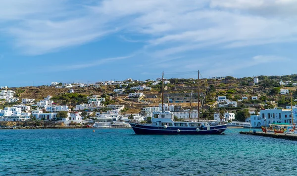 Città Mykonos Chora Grecia Ottobre 2020 Vista Panoramica Sul Porto — Foto Stock