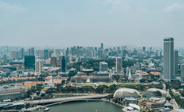 Marina Bay Singapur Února 2020 Singapurské Panorama Kostely Chrámy Mrakodrapy — Stock fotografie