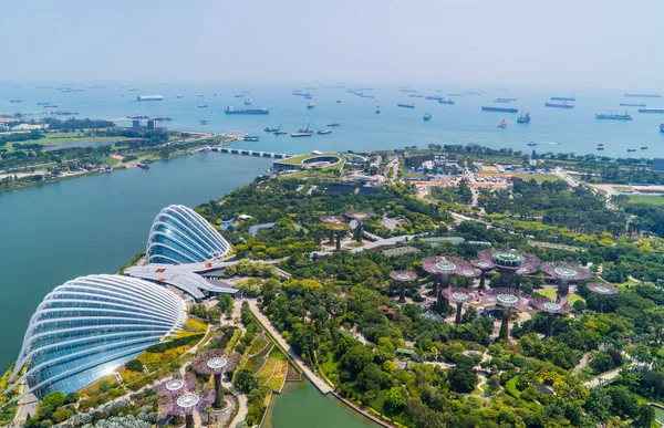 Marina Singapore February 2020 Airview Gardens Bay Flower Dome Cloud — 스톡 사진