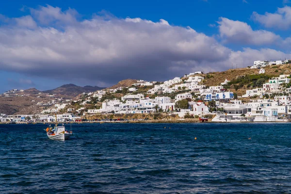 Mykonos Town Chora Grecia Ottobre 2020 Piccola Barca Pesca Nel — Foto Stock