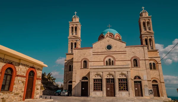 Ermoupoli Syros Greece October 2020 Sunset View Anastaseos Orthodox Church — Stock Photo, Image