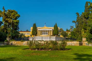 Athens, Greece - November 1, 2020 - panoramic view of the Zappeion Hall in the National Gardens of Athens