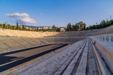 Athens, Greece - November 1, 2020 - Tourists inside the ancient Panathenaic Stadium in Athens, Greece