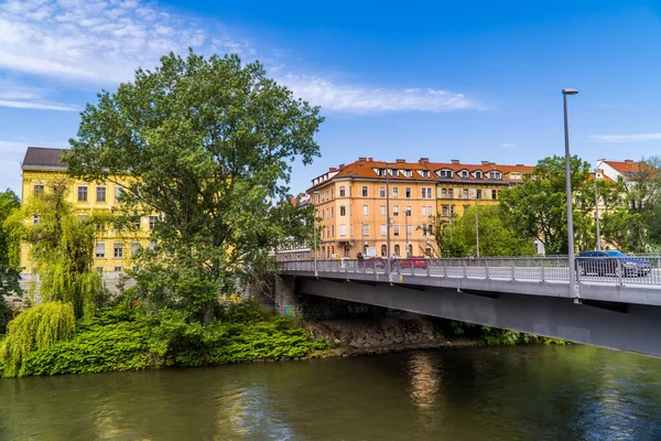 Graz Avusturya Haziran 2020 Mur Nehri Üzerinde Geleneksel Avusturya Evleri — Stok fotoğraf