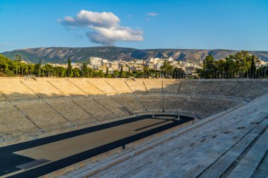 Atina, Yunanistan - 1 Kasım 2020 - antik Olimpiyat Panathenaic Stadyumu 'nda