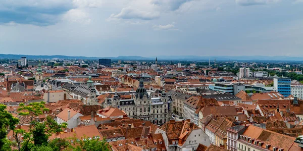 Graz Austria June 2020 Horizontal Panoramic Aerial View Old Town — Stock Photo, Image