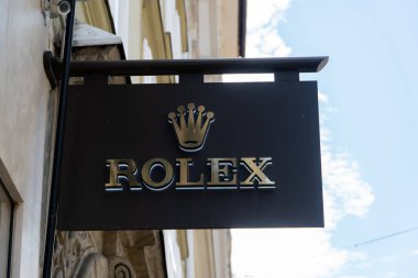 Graz, Avusturya - 19 Haziran 2020 - Rolex saat imalatçısı logosu Graz 'da