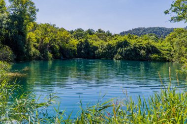 Krka Ulusal Parkı, Dalmaçya, Hırvatistan 'da güzel bir göl