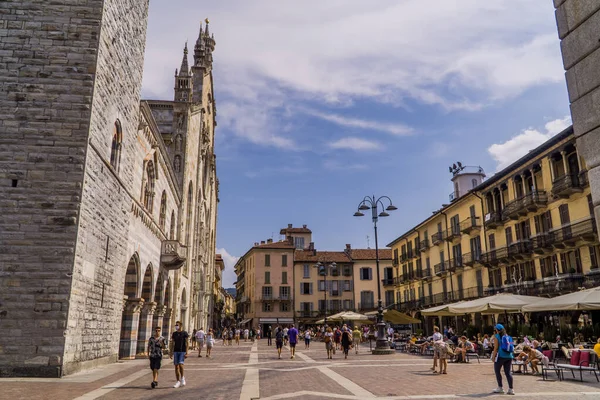 Como Italia Agosto 2020 Plaza Del Duomo Como Con Catedral —  Fotos de Stock